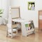 Kids Art Table and Chair Set with Whiteboard Chalkboard Easel Storage and Paper Roll for Drawing